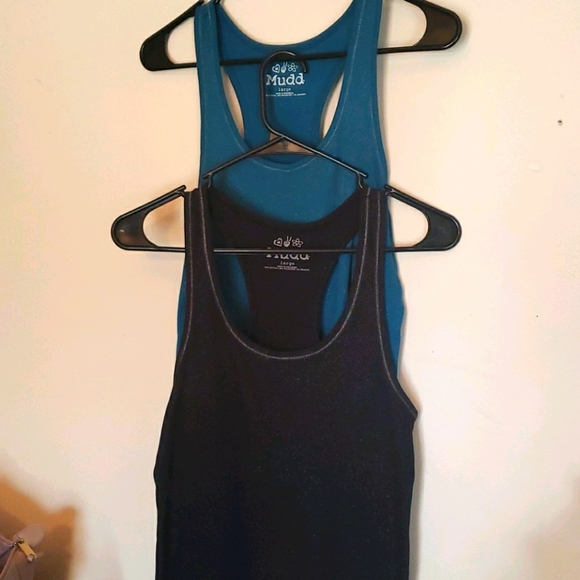 Mudd Tops - Set of 2 Mudd Ribbed Razorback Sparkle Tank Top